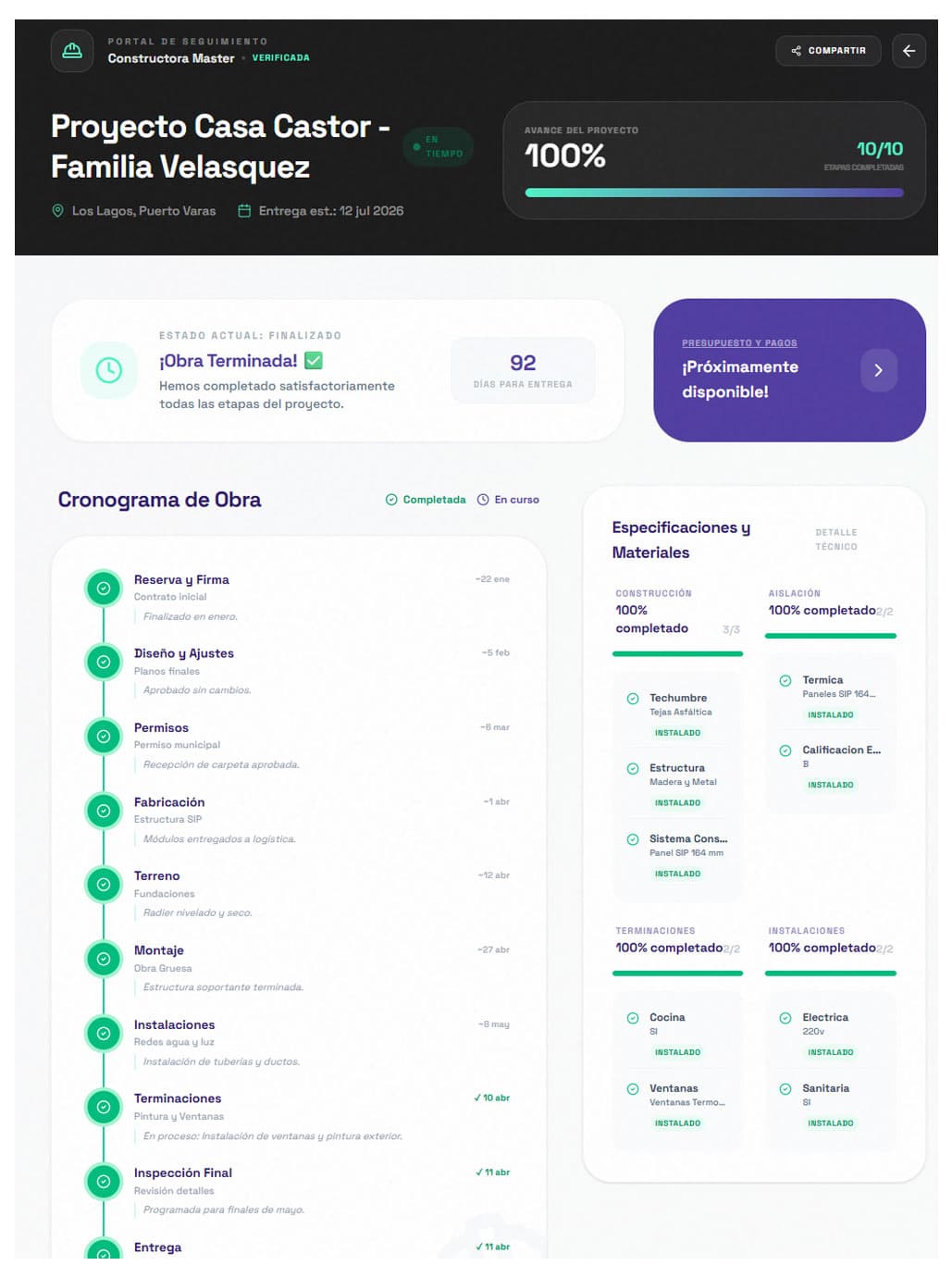 Portal movil de seguimiento de obra